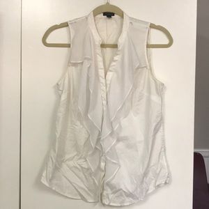 Ann Taylor Sleeveless White Flowy Blouse